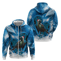 Tui Bird New Zealand Christmas In July Zip Hoodie NZ Aroha Koru Fern Marble Vibes LT14 - Polynesian Pride