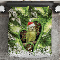 Kakapo New Zealand Christmas In July Bedding Set NZ Aroha Koru Fern Marble Vibes LT14 Green - Polynesian Pride