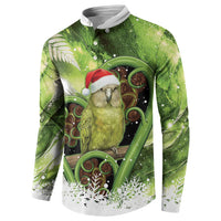 Kakapo New Zealand Christmas In July Button Sweatshirt NZ Aroha Koru Fern Marble Vibes LT14 - Polynesian Pride