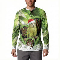 Kakapo New Zealand Christmas In July Button Sweatshirt NZ Aroha Koru Fern Marble Vibes LT14 - Polynesian Pride