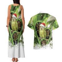 Kakapo New Zealand Christmas In July Couples Matching Tank Maxi Dress and Hawaiian Shirt NZ Aroha Koru Fern Marble Vibes LT14 - Polynesian Pride