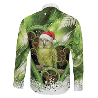 Kakapo New Zealand Christmas In July Family Matching Off The Shoulder Long Sleeve Dress and Hawaiian Shirt NZ Aroha Koru Fern Marble Vibes LT14 - Polynesian Pride