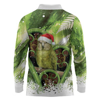 Kakapo New Zealand Christmas In July Long Sleeve Polo Shirt NZ Aroha Koru Fern Marble Vibes LT14 - Polynesian Pride