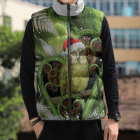 Kakapo New Zealand Christmas In July Sleeveless Puffer Jacket NZ Aroha Koru Fern Marble Vibes LT14 - Polynesian Pride