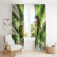 Kakapo New Zealand Christmas In July Window Curtain NZ Aroha Koru Fern Marble Vibes LT14 - Polynesian Pride