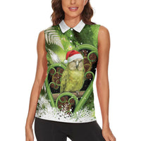 Kakapo New Zealand Christmas In July Women Sleeveless Polo Shirt NZ Aroha Koru Fern Marble Vibes LT14 - Polynesian Pride