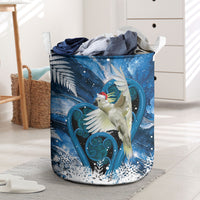 Sulphur-crested Cockatoo New Zealand Christmas In July Laundry Basket NZ Aroha Koru Fern Marble Vibes LT14 Blue - Polynesian Pride