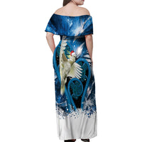 Sulphur-crested Cockatoo New Zealand Christmas In July Family Matching Off Shoulder Maxi Dress and Hawaiian Shirt NZ Aroha Koru Fern Marble Vibes LT14 - Polynesian Pride
