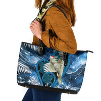 Sulphur-crested Cockatoo New Zealand Christmas In July Leather Tote Bag NZ Aroha Koru Fern Marble Vibes LT14 Blue - Polynesian Pride