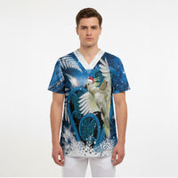 Sulphur-crested Cockatoo New Zealand Christmas In July Scrub Top NZ Aroha Koru Fern Marble Vibes LT14 - Polynesian Pride
