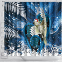 Sulphur-crested Cockatoo New Zealand Christmas In July Shower Curtain NZ Aroha Koru Fern Marble Vibes LT14 - Polynesian Pride