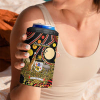 Vanuatu and Australia 4 in 1 Can Cooler Tumbler Vanuatuan Polynesian Mix Aussie Aboriginal Art