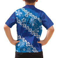 Vintage Blue Polynesia Family Matching Long Sleeve Bodycon Dress and Hawaiian Shirt Plumeria With Hibiscus Tropical Vibes LT14 - Polynesian Pride