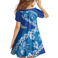 Vintage Blue Polynesia Family Matching Long Sleeve Bodycon Dress and Hawaiian Shirt Plumeria With Hibiscus Tropical Vibes LT14 - Polynesian Pride