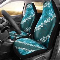 Vintage Dark Cyan Polynesia Car Seat Cover Plumeria With Hibiscus Tropical Vibes