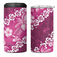 Vintage Pink Polynesia 4 in 1 Can Cooler Tumbler Plumeria With Hibiscus Tropical Vibes LT14 One Size: 16 oz Pink - Polynesian Pride