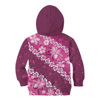 Vintage Pink Polynesia Kid Hoodie Plumeria With Hibiscus Tropical Vibes