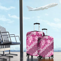 Vintage Pink Polynesia Luggage Cover Plumeria With Hibiscus Tropical Vibes