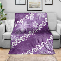 Vintage Purple Polynesia Blanket Plumeria With Hibiscus Tropical Vibes