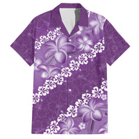 Vintage Purple Polynesia Family Matching Puletasi and Hawaiian Shirt Plumeria With Hibiscus Tropical Vibes