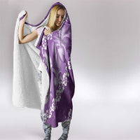 Vintage Purple Polynesia Hooded Blanket Plumeria With Hibiscus Tropical Vibes