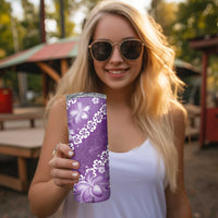 Vintage Purple Polynesia Skinny Tumbler Plumeria With Hibiscus Tropical Vibes LT14 - Polynesian Pride