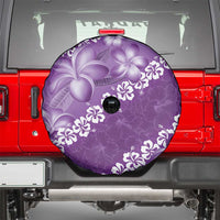 Vintage Purple Polynesia Spare Tire Cover Plumeria With Hibiscus Tropical Vibes
