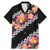 Black Polynesia Family Matching Mermaid Dress and Hawaiian Shirt Plumeria With Hibiscus Pattern Tropical Vibes