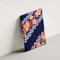 Blue Polynesia Canvas Wall Art Plumeria With Hibiscus Pattern Tropical Vibes