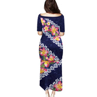 Blue Polynesia Family Matching Puletasi and Hawaiian Shirt Plumeria With Hibiscus Pattern Tropical Vibes