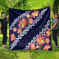 Blue Polynesia Quilt Plumeria With Hibiscus Pattern Tropical Vibes LT14 - Polynesian Pride