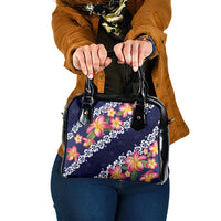 Blue Polynesia Shoulder Handbag Plumeria With Hibiscus Pattern Tropical Vibes LT14 One Size Blue - Polynesian Pride