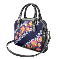 Blue Polynesia Shoulder Handbag Plumeria With Hibiscus Pattern Tropical Vibes LT14 - Polynesian Pride