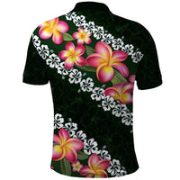 Green Polynesia Polo Shirt Plumeria With Hibiscus Pattern Tropical Vibes LT14 - Polynesian Pride