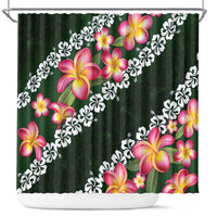 Green Polynesia Shower Curtain Plumeria With Hibiscus Pattern Tropical Vibes LT14 Green - Polynesian Pride