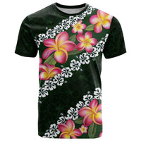 Green Polynesia T Shirt Plumeria With Hibiscus Pattern Tropical Vibes LT14 Green - Polynesian Pride