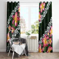 Green Polynesia Window Curtain Plumeria With Hibiscus Pattern Tropical Vibes