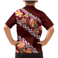 Oxblood Polynesia Family Matching Mermaid Dress and Hawaiian Shirt Plumeria With Hibiscus Pattern Tropical Vibes