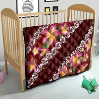 Oxblood Polynesia Quilt Plumeria With Hibiscus Pattern Tropical Vibes LT14 - Polynesian Pride