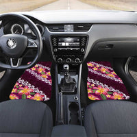Pink Polynesia Car Mats Plumeria With Hibiscus Pattern Tropical Vibes