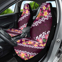 Pink Polynesia Car Seat Cover Plumeria With Hibiscus Pattern Tropical Vibes