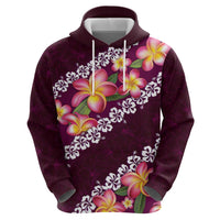 Pink Polynesia Hoodie Plumeria With Hibiscus Pattern Tropical Vibes