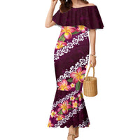 Pink Polynesia Mermaid Dress Plumeria With Hibiscus Pattern Tropical Vibes LT14 Women Pink - Polynesian Pride