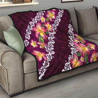 Pink Polynesia Quilt Plumeria With Hibiscus Pattern Tropical Vibes LT14 - Polynesian Pride