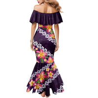 Purple Polynesia Mermaid Dress Plumeria With Hibiscus Pattern Tropical Vibes LT14 - Polynesian Pride
