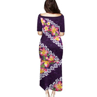Purple Polynesia Puletasi Plumeria With Hibiscus Pattern Tropical Vibes