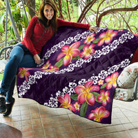 Purple Polynesia Quilt Plumeria With Hibiscus Pattern Tropical Vibes LT14 - Polynesian Pride