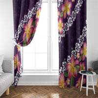 Purple Polynesia Window Curtain Plumeria With Hibiscus Pattern Tropical Vibes