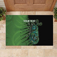 Personalised New Zealand Darts Rubber Doormat Aotearoa Maori Fern Mix Manaia Tattoo LT14 Green - Polynesian Pride