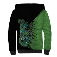 Personalised New Zealand Darts Sherpa Hoodie Aotearoa Maori Fern Mix Manaia Tattoo